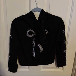 Black Kids Hoodie with Silver Accents